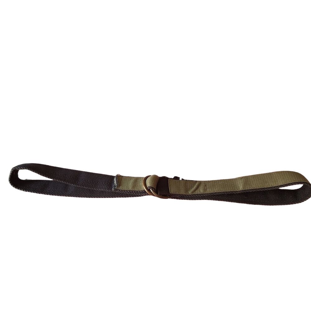 Vintage Black Tan Fabric D Ring men's skinny belt S M L 40" military tactical - Picture 7 of 7